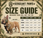 Sergeant Paws size guide — measure your dog, not the fur